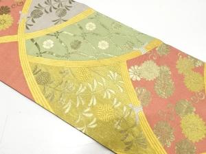 光悦垣に花・古典柄織り出し　全通振袖用袋帯